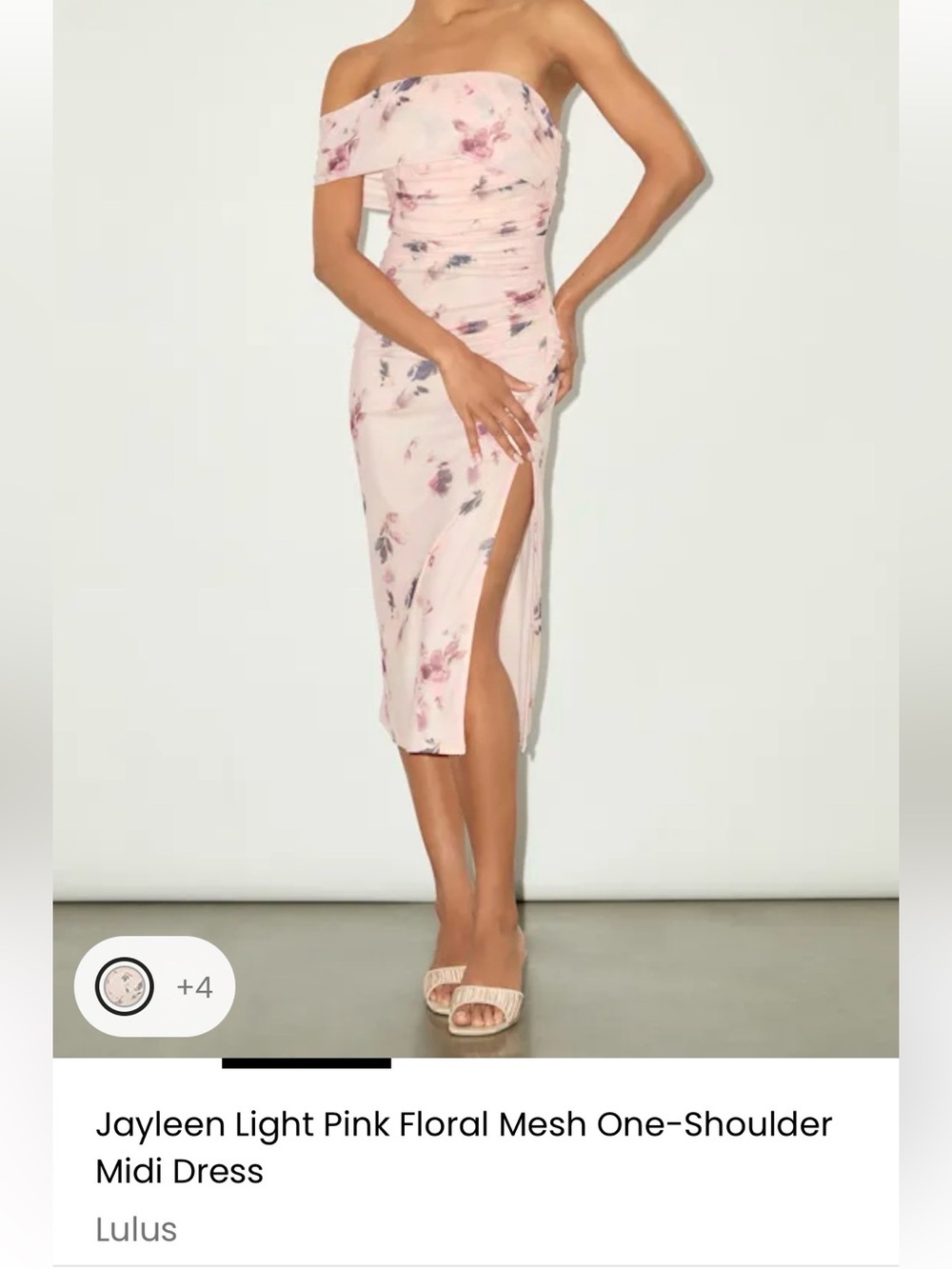 Lulus Jayleen Light Pink Floral One-Shoulder Midi Dress